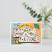 Groeten uit Nebraska Map Vintage Travel Briefkaart (Staand voorkant)