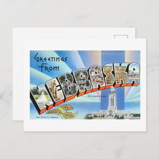  groeten uit Nebraska reisposter Briefkaart (Voorkant / Achterkant)