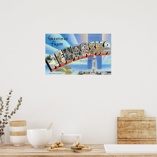  groeten uit Nebraska reizen Poster (Keuken)