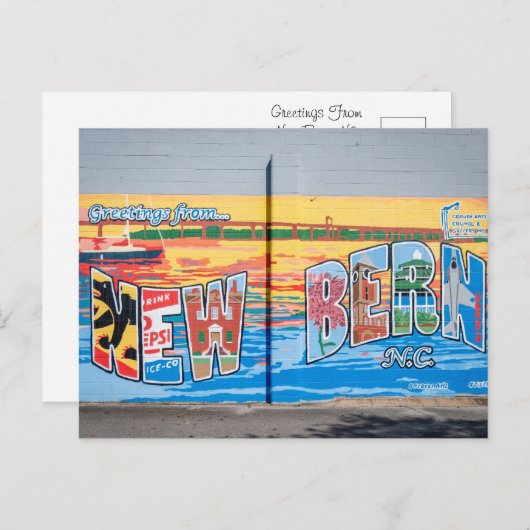Groeten uit New Bern, North Carolina Briefkaart (Voorkant / Achterkant)