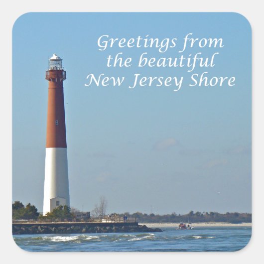 Groeten uit New Jersey - Barnegat Light Vierkante Sticker (Voorkant)