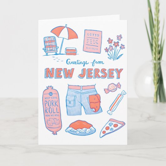 Groeten uit New Jersey Letterpress Kaart (Voorkant)