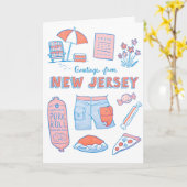Groeten uit New Jersey Letterpress Kaart (Gele Bloem)