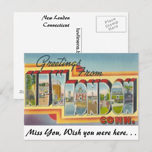 Groeten uit New Londen, Connecticut Briefkaart (Voorkant / Achterkant)