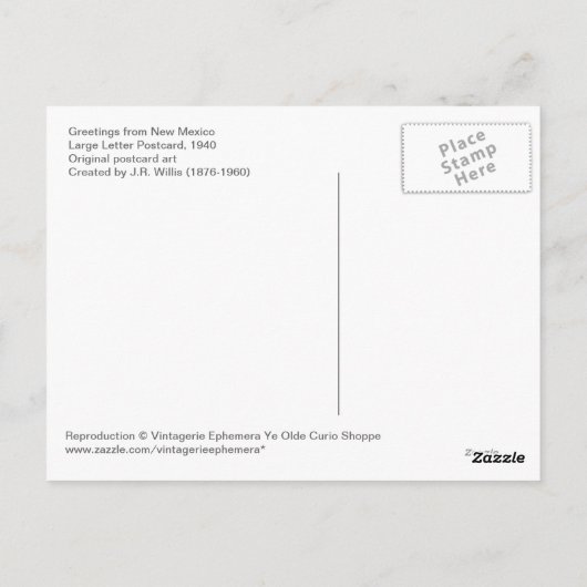 Groeten uit New Mexico Briefkaart (Achterkant)
