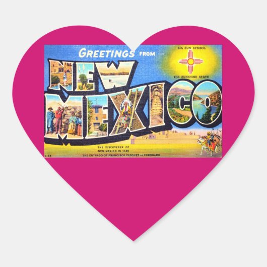 Groeten uit New Mexico Hart Sticker (Voorkant)