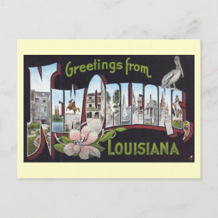 Groeten uit New Orleans, Vintage Louisiana Briefkaart