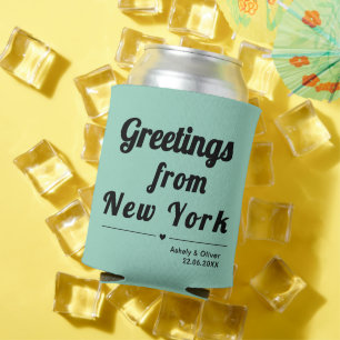 Groeten uit New York - aangepaste bruiloft gunst Blikjeskoeler