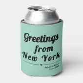 Groeten uit New York - aangepaste bruiloft gunst Blikjeskoeler (Blikje Voorkant)