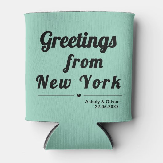 Groeten uit New York - aangepaste bruiloft gunst Blikjeskoeler (Voorkant)