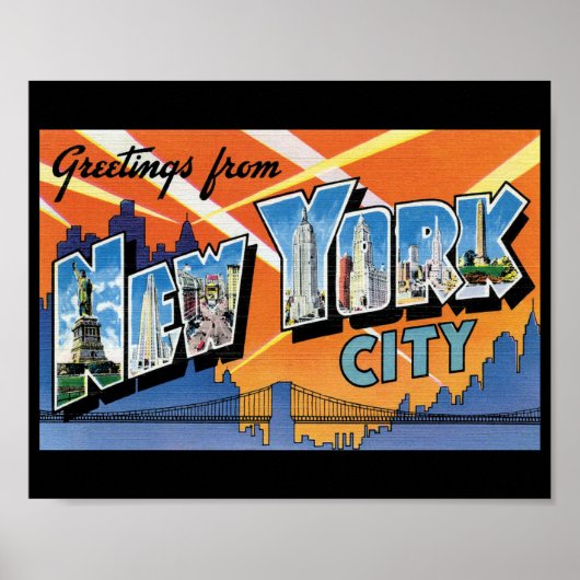 Groeten uit New York CIty Retro Briefkaart Poster (Voorkant)