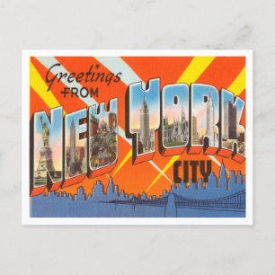 Groeten uit New York City Vintage Travel Briefkaart