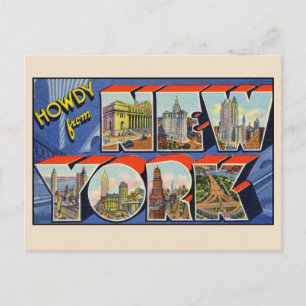 Groeten uit New York Grote Letter Vintage Briefkaart