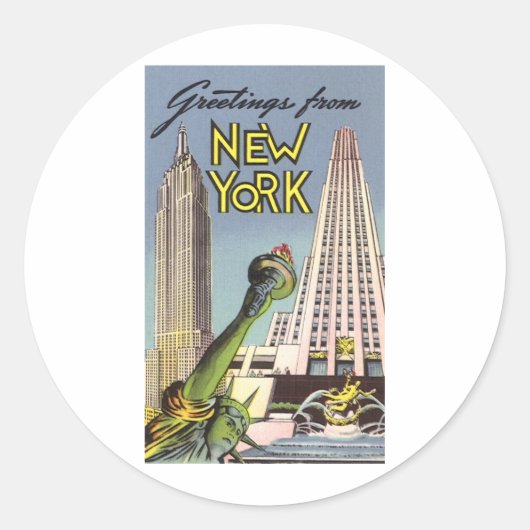 Groeten uit New York Ronde Sticker (Voorkant)
