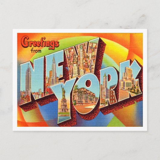 Groeten uit New York Vintage Travel Briefkaart (Voorkant)