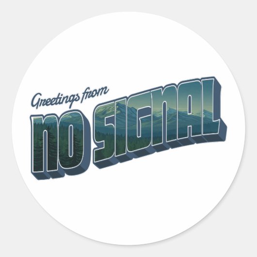 Groeten uit No Signal Ronde Sticker (Voorkant)