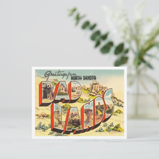 Groeten uit Noord-Dakota, Badlands Travel Briefkaart (Staand voorkant)