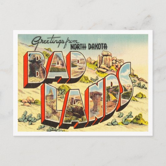 Groeten uit Noord-Dakota, Badlands Travel Briefkaart (Voorkant)