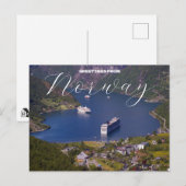 Groeten uit Noorwegen Cruise Reisansichtkaart Briefkaart (Voorkant / Achterkant)