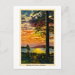 Groeten uit Noorwegen, Michigan - Vintage Briefkaart