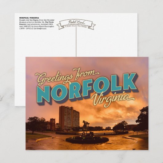 Groeten uit Norfolk, VA Postal Card Briefkaart (Voorkant / Achterkant)