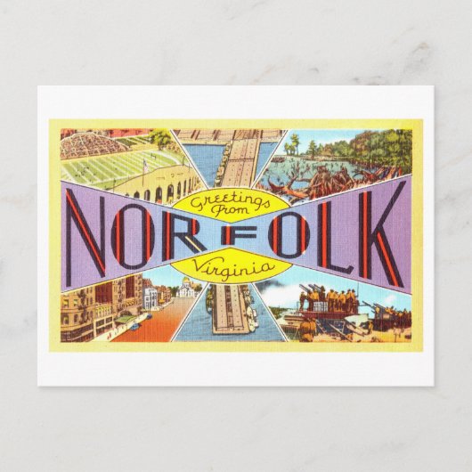  groeten uit Norfolk, Virginia Briefkaart (Voorkant)