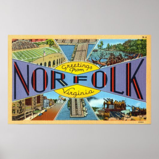  groeten uit Norfolk Virginia Travel Poster (Voorkant)