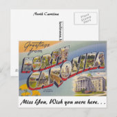 Groeten uit North Carolina Briefkaart (Voorkant / Achterkant)
