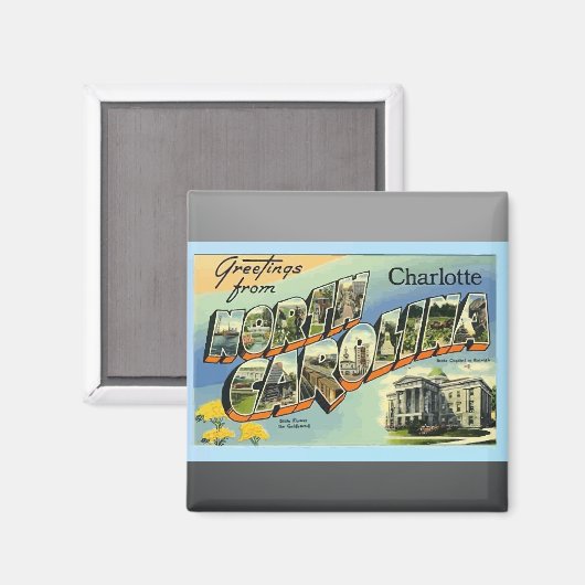 Groeten uit North Carolina Charlotte,  Magneet (Voorkant / Achterkant)