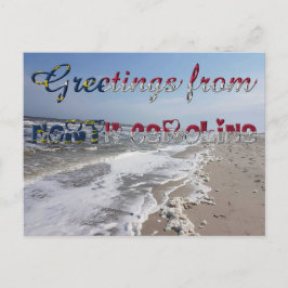Groeten uit North Carolina State Flag Heart USA Briefkaart
