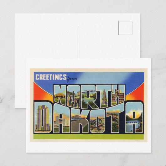  Groeten uit North Dakota Briefkaart (Voorkant / Achterkant)