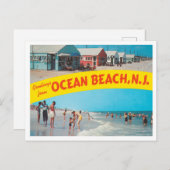 Groeten uit Ocean Beach, New Jersey Travel Briefkaart (Voorkant / Achterkant)