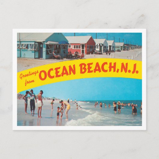 Groeten uit Ocean Beach, New Jersey Travel Briefkaart (Voorkant)