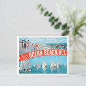 Groeten uit Ocean Beach, New Jersey Travel Briefkaart (Staand voorkant)