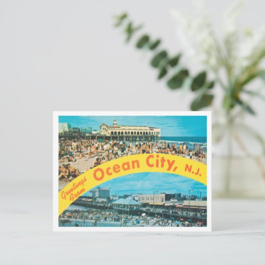 Groeten uit Ocean City, New Jersey Travel Briefkaart (Staand voorkant)