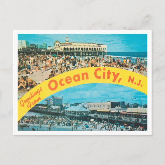 Groeten uit Ocean City, New Jersey Travel Briefkaart (Voorkant)