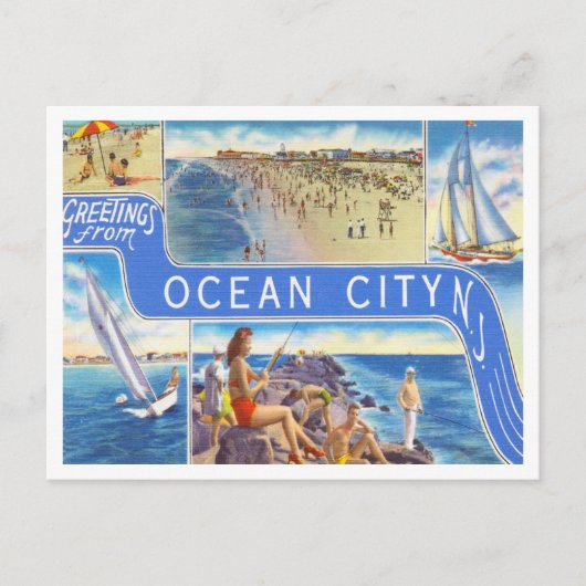 Groeten uit Ocean City, New Jersey Travel Briefkaart (Voorkant)