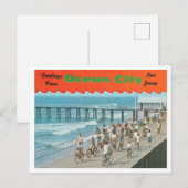 Groeten uit Ocean City, New Jersey Travel Briefkaart (Voorkant / Achterkant)