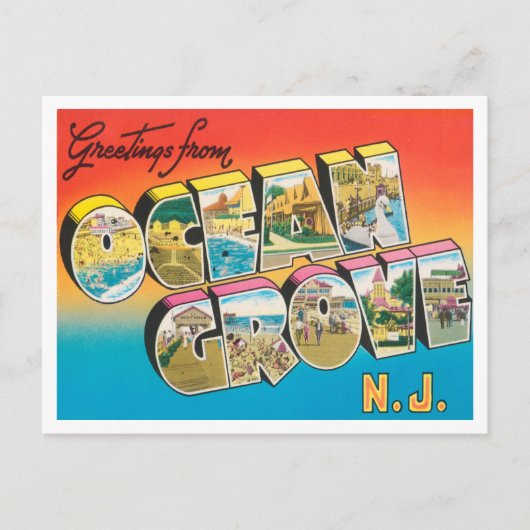 Groeten uit Ocean Grove, New Jersey Travel Briefkaart (Voorkant)