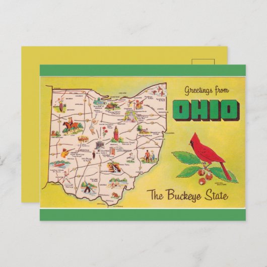  groeten uit Ohio de Buckeye staat Briefkaart (Voorkant / Achterkant)
