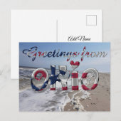 Groeten uit Ohio State Flag Hearts USA Briefkaart (Voorkant / Achterkant)