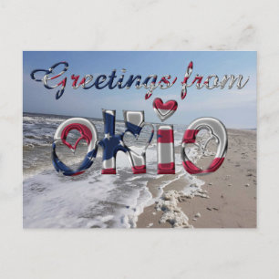 Groeten uit Ohio State Flag Hearts USA Briefkaart