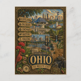 Groeten uit Ohio | Vintage Retro Kunst Briefkaart
