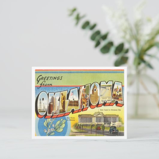 Groeten uit Oklahoma Vintage Travel Briefkaart (Staand voorkant)