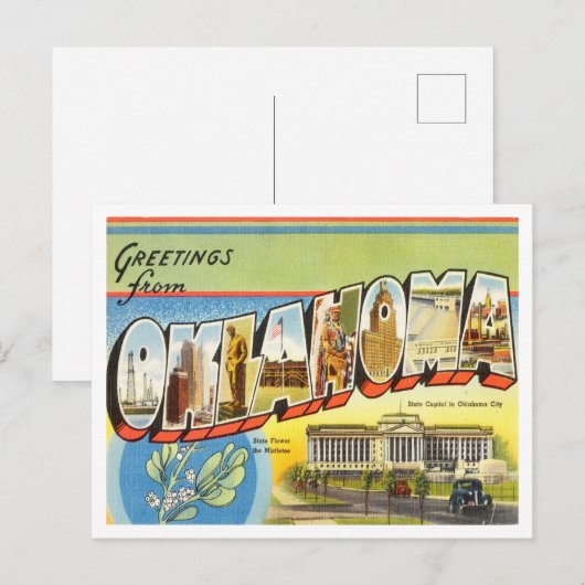 Groeten uit Oklahoma Vintage Travel Briefkaart (Voorkant / Achterkant)