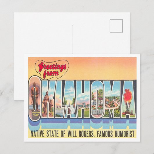 Groeten uit Oklahoma Vintage Travel Briefkaart (Voorkant / Achterkant)
