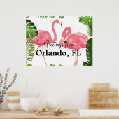 Groeten uit Orlando, FL--roze flamingo's Poster (Keuken)