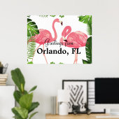 Groeten uit Orlando, FL--roze flamingo's Poster (Thuiskantoor)