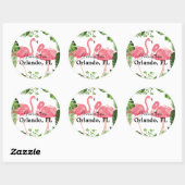 Groeten uit Orlando, Florida, Pink Flamingo's, Ronde Sticker (Vel)