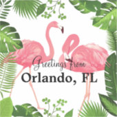 Groeten uit Orlando, Florida, Pink Flamingo's, Sticker (Voorkant)